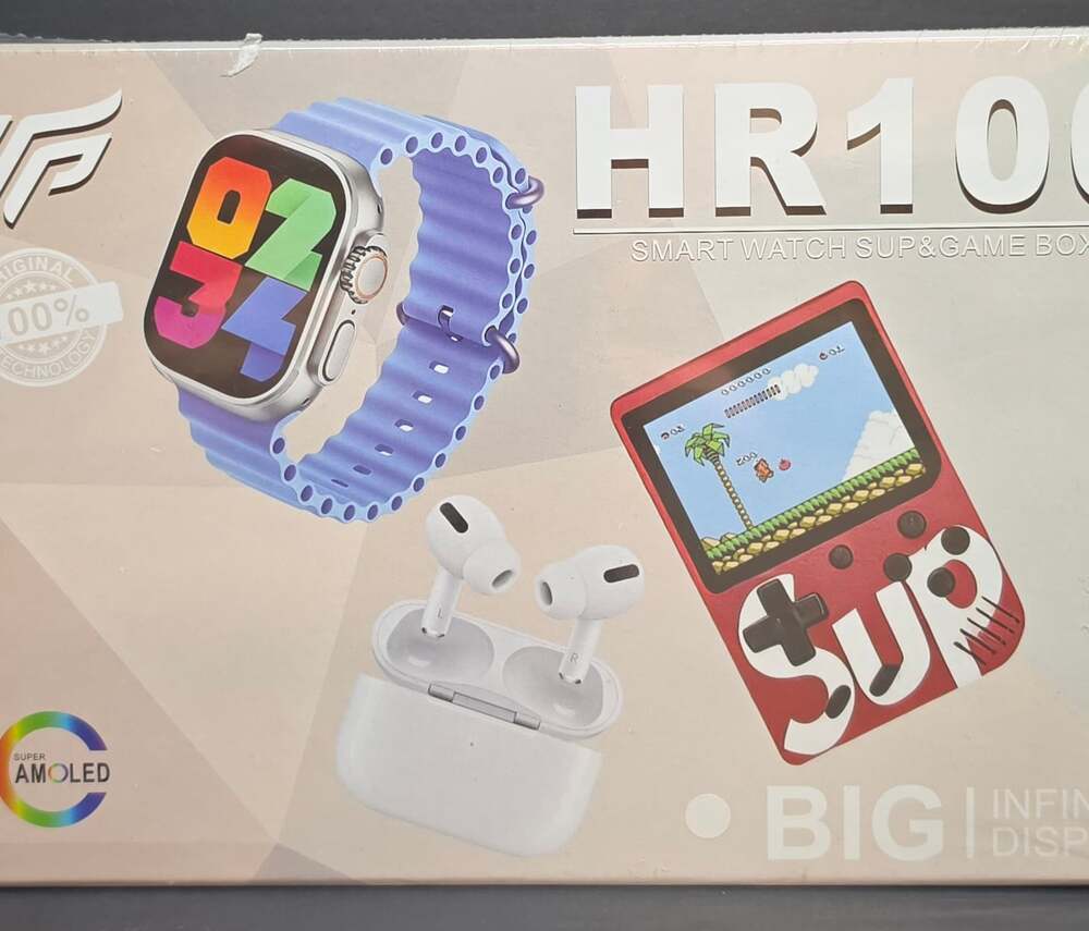 HR100 Smart Watch SUP Game Box Combo with Wireless Earbuds
